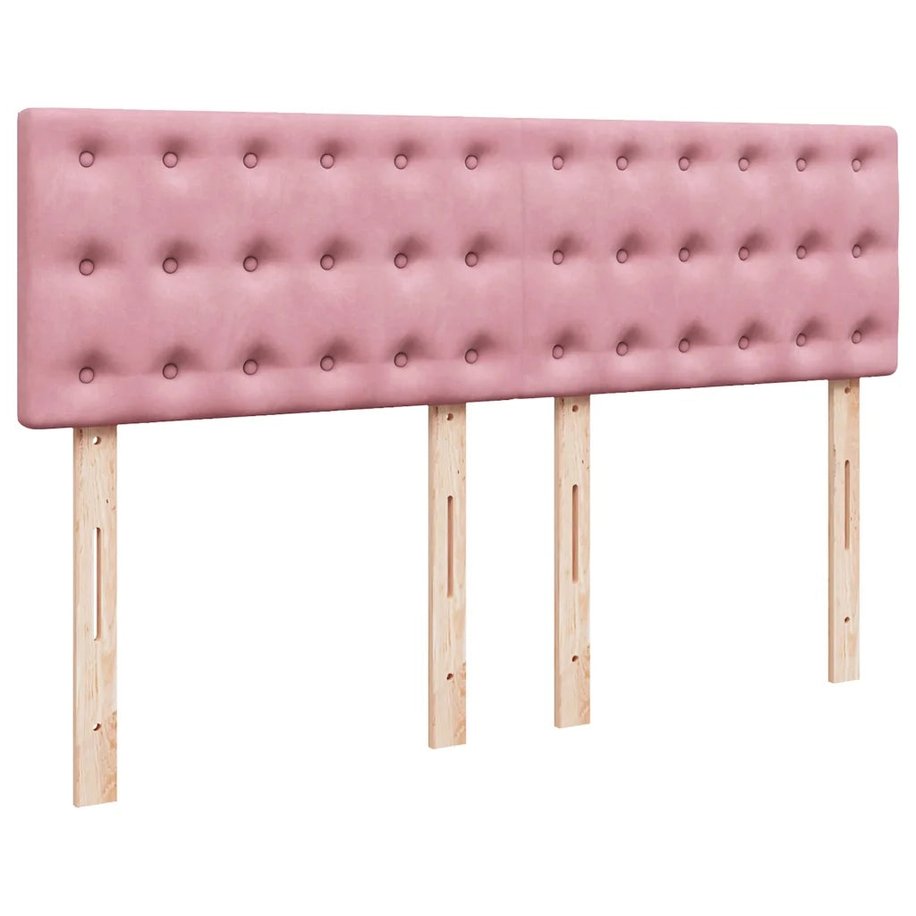 Struttura Letto Pouf con Materasso Rosa 140x200 cm in Velluto 3311926
