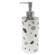 Trade Shop - Dispenser Portasapone Cilindrico Graniglia Bianco Multicolore Arredo Bagno 69839 -