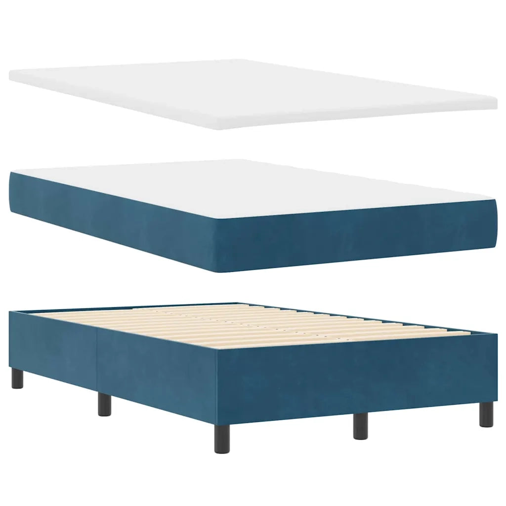 Letto a Sorgente LED Blu Scuro 120 x 190 cm Velluto 3343236