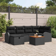 Set Divano da Giardino con cuscino 7 pcs Nero Poly Rattan