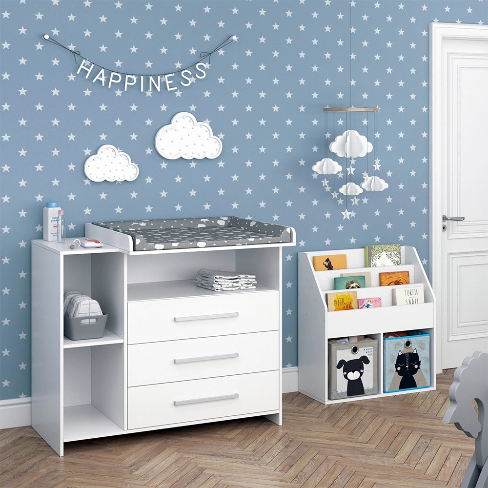 Vicco Set per cameretta Bianco 2 parti, con fasciatoio e libreria
