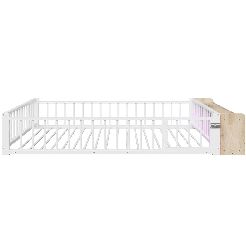 Letto in Metallo con LED e Sponde ¨C MINIMAL ¨C Bianco 140x200