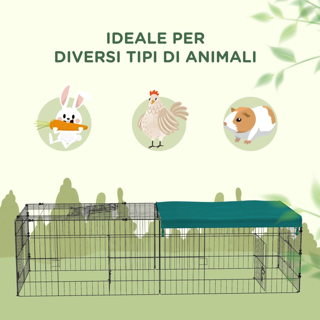 Gabbia per Conigli ¨C Minimal ¨C Verde Acciaio 185x75x50cm