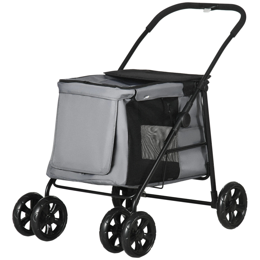 Carrello per Cani con Cuscini ¨C zephmum ¨C Grigio 102x62x105 cm