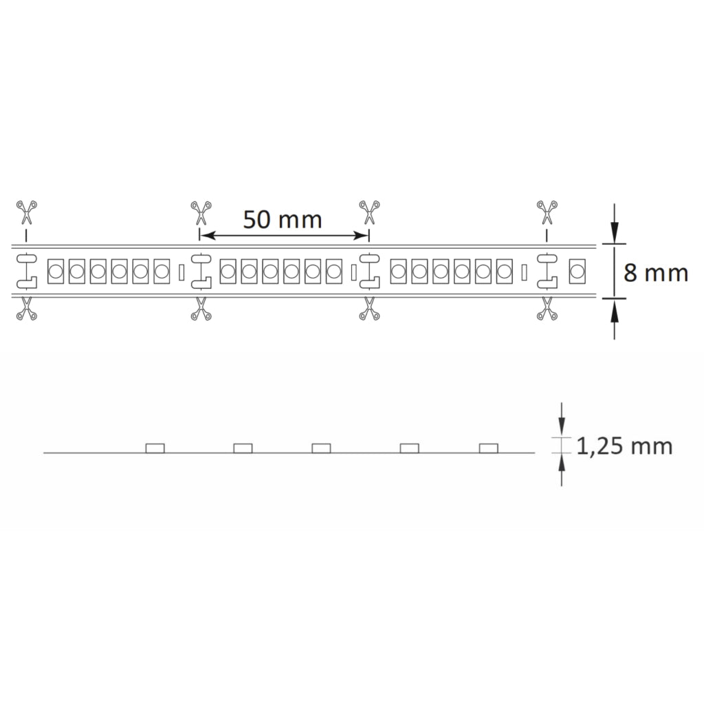 Kit striscia LED 24V 5m IP20 6500K alimentatore e interruttore