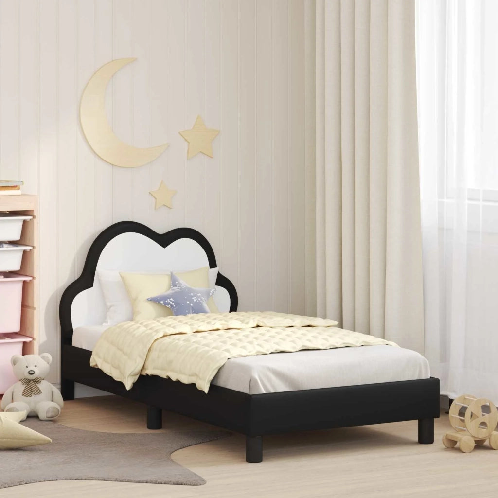 Struttura letto bambini con testata-Giroletto per bambini Nero 80 x 160 cm PU