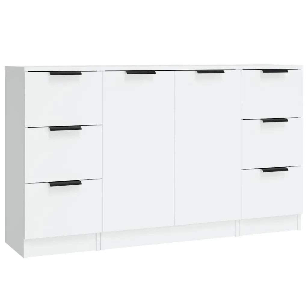Credenze 3 pz Bianco in Legno Multistrato 3115836