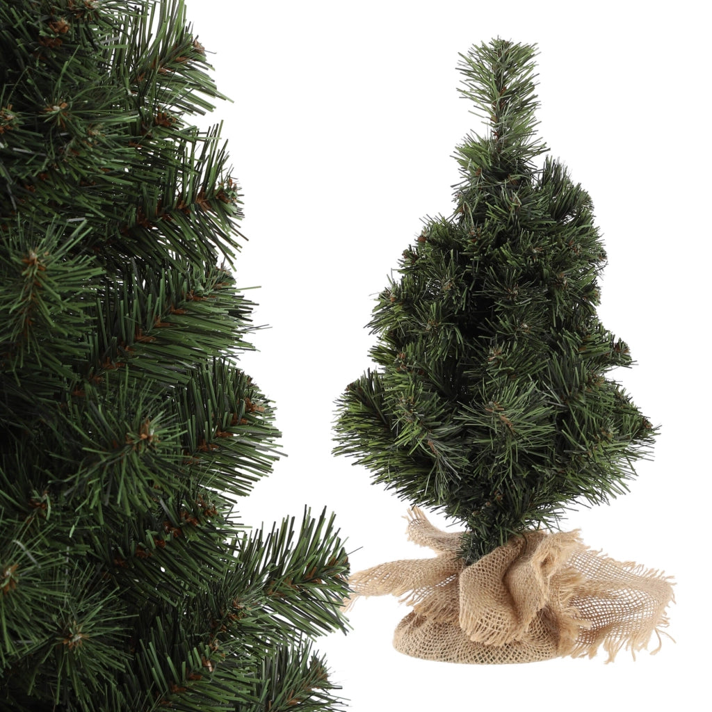 Albero di Natale artificiale KADAX, realistico, piccolo, 80 cm, verde, per scrivania, con spago di iuta incluso.