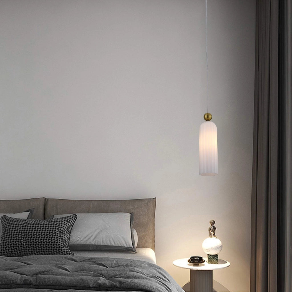 Lampada a sospensione Piega E14 bianca oro Ø10 Light Prestige