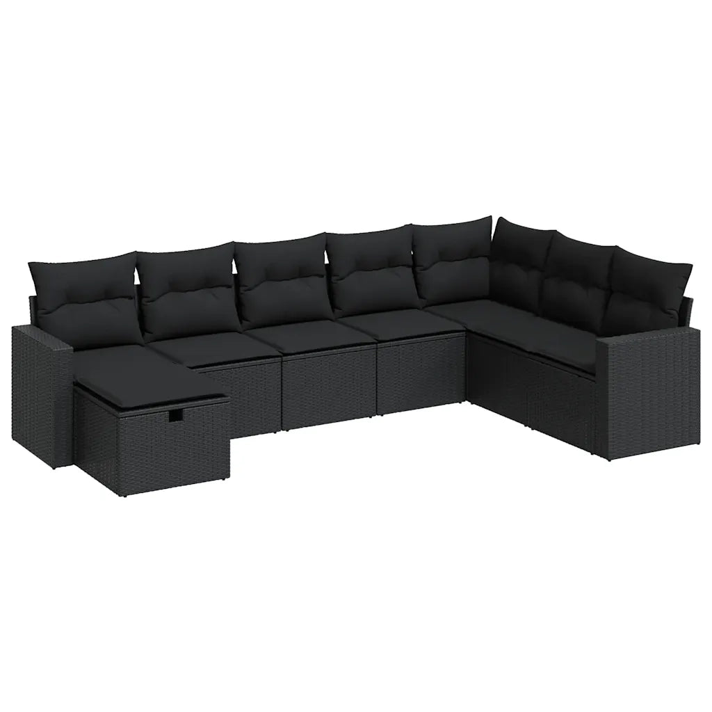 Set Divani da Giardino con Cuscini 8 pz Nero in Polyrattan 3325431