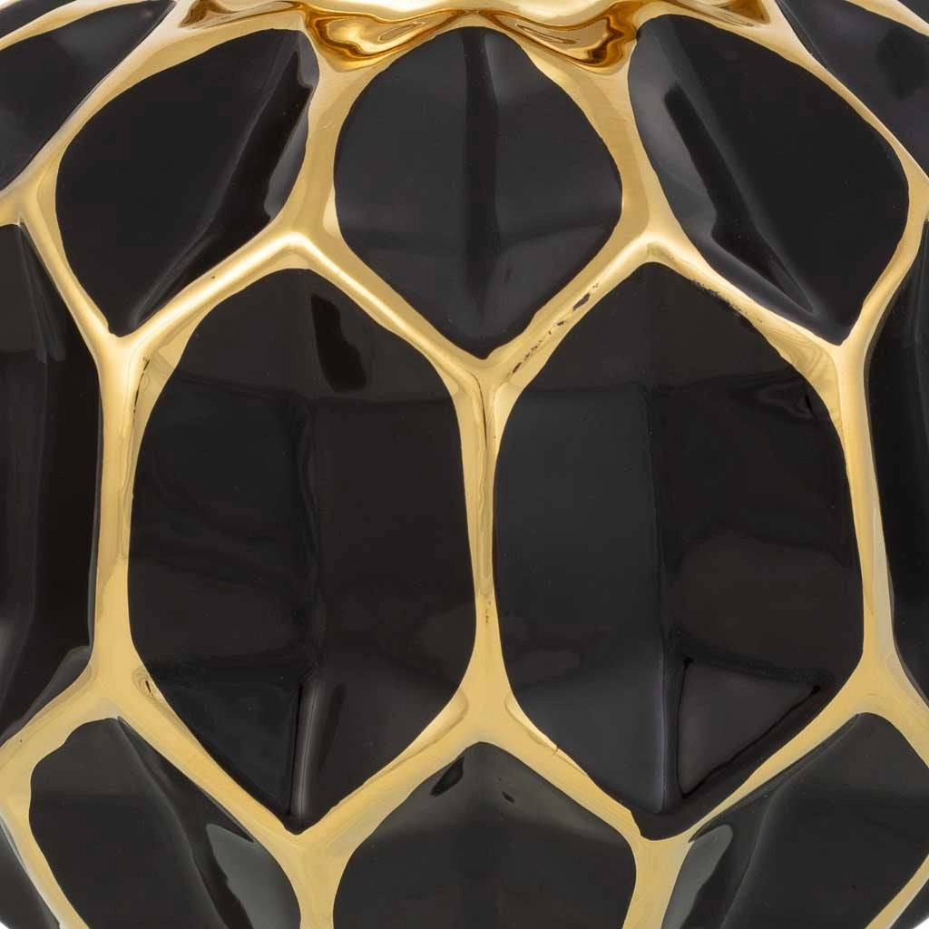 Vaso in ceramica nera e oro, D16,5x23,5h cm