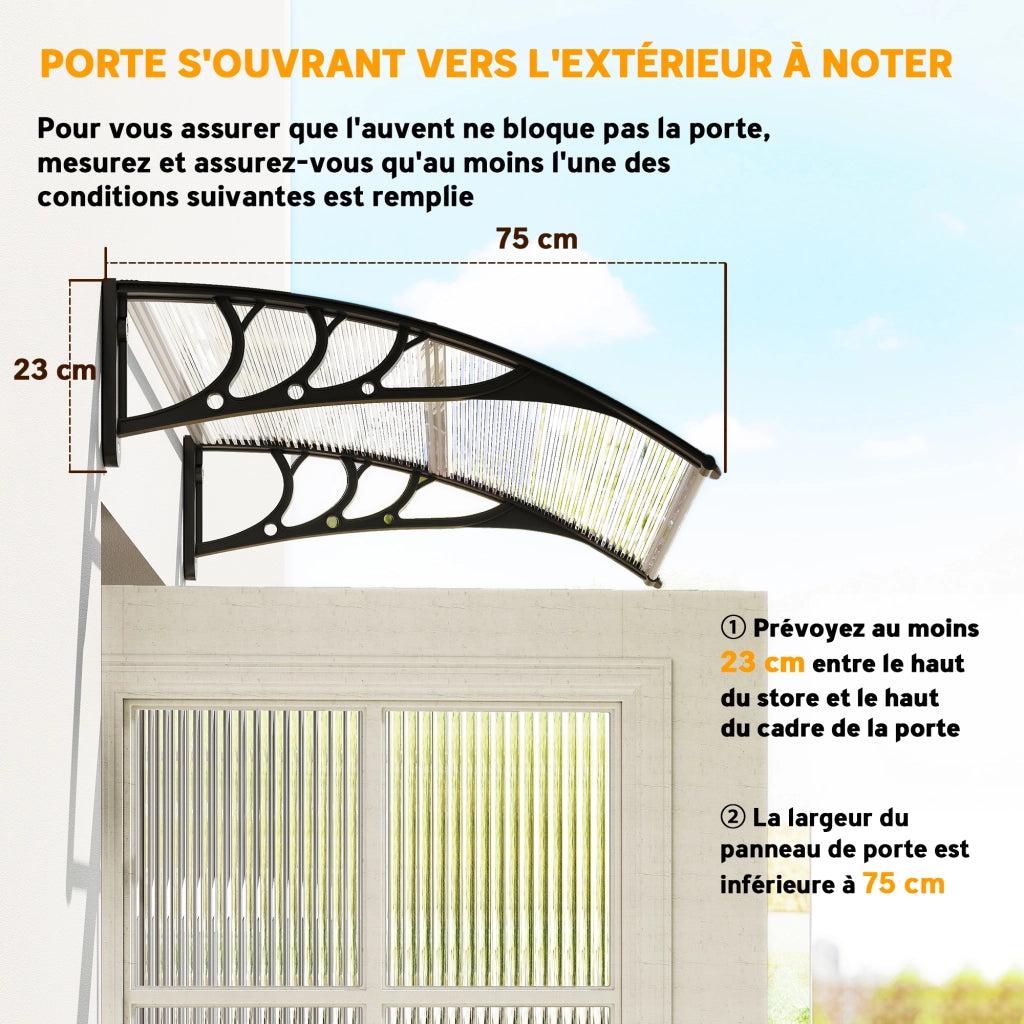 Copertura Porta Esterna in Policarbonato e Alluminio ¨C Minimal ¨C 100x75 cm Trasparente