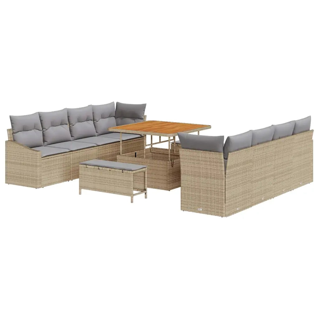 Set Divano da Giardino con cuscino 11 pcs Beige e Grigio Chiaro 3364587