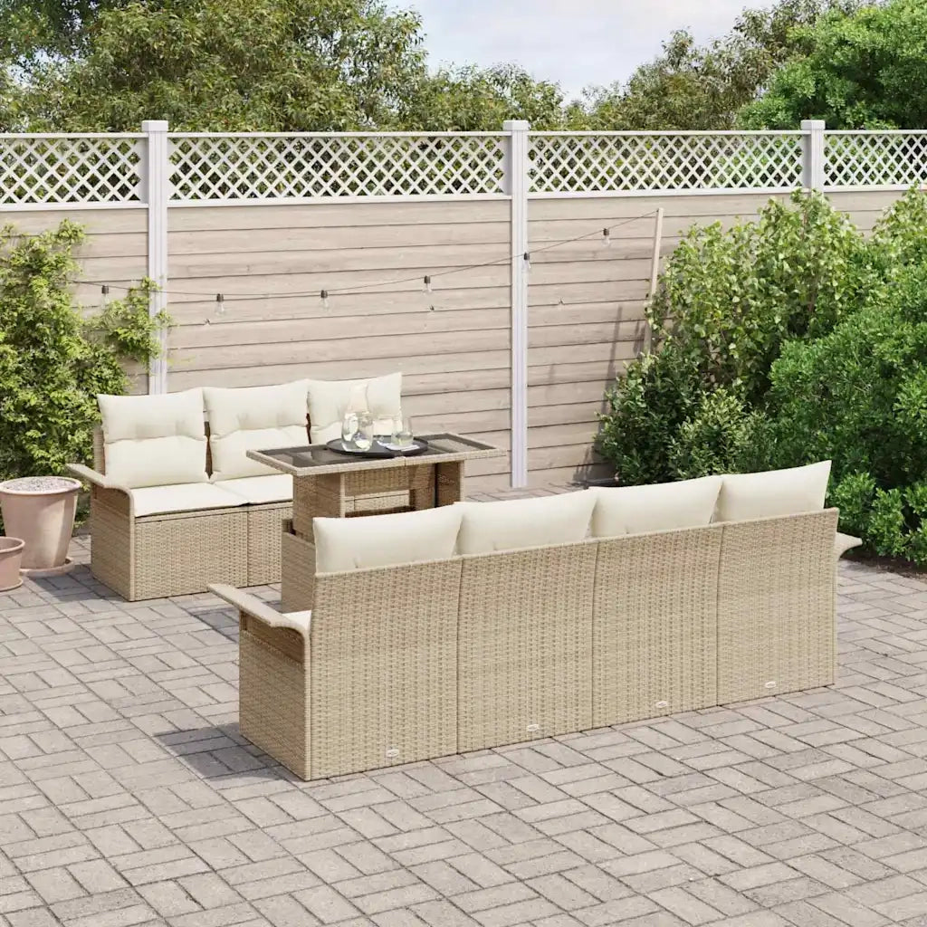 Set Divano da Giardino con cuscino 8 pcs Beige polyrattan 3348227