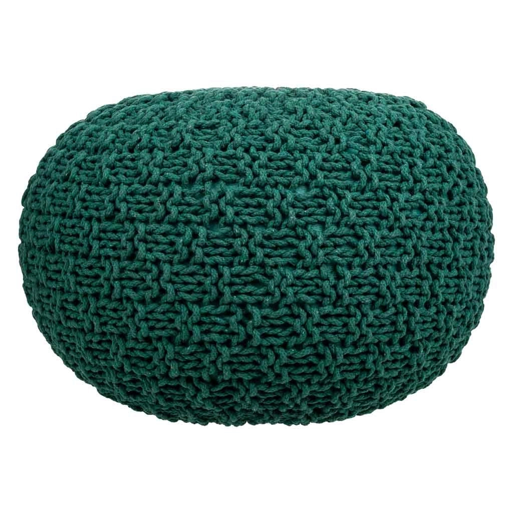 Puff de algodón trenzado verde 45x45x30