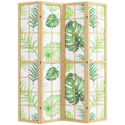 Paravento pieghevole 4 pannelli ¨C Xylo ¨C legno, design tropicale boho, verde