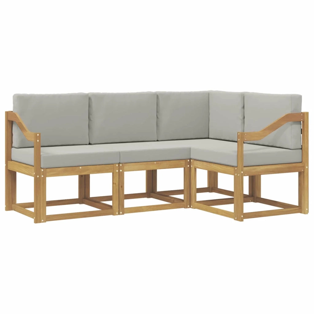 Set di divani da esterno 4 pz Bianco e Grigio Chiaro Poliestere 3387575