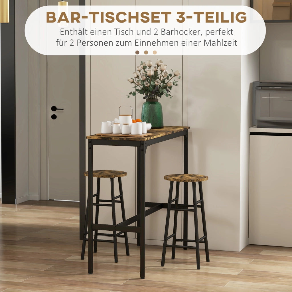 Tavolo da bar con 2 sgabelli ¨C Minimal ¨C Marrone + Nero