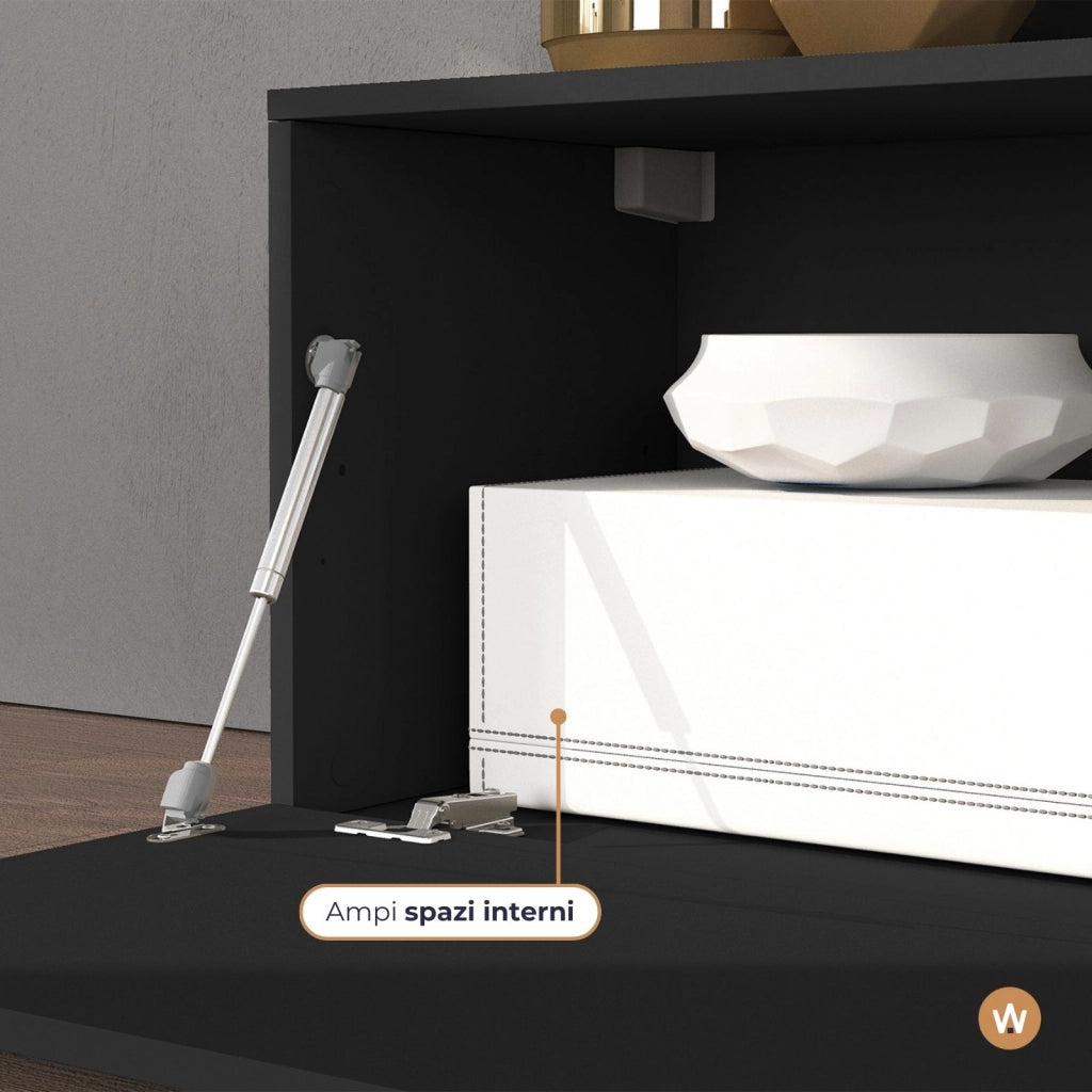 WHOUS Mobile porta tv Chronos estensibile con 1 anta a ribalta antracite/rovere 190/350x40x51 cm
