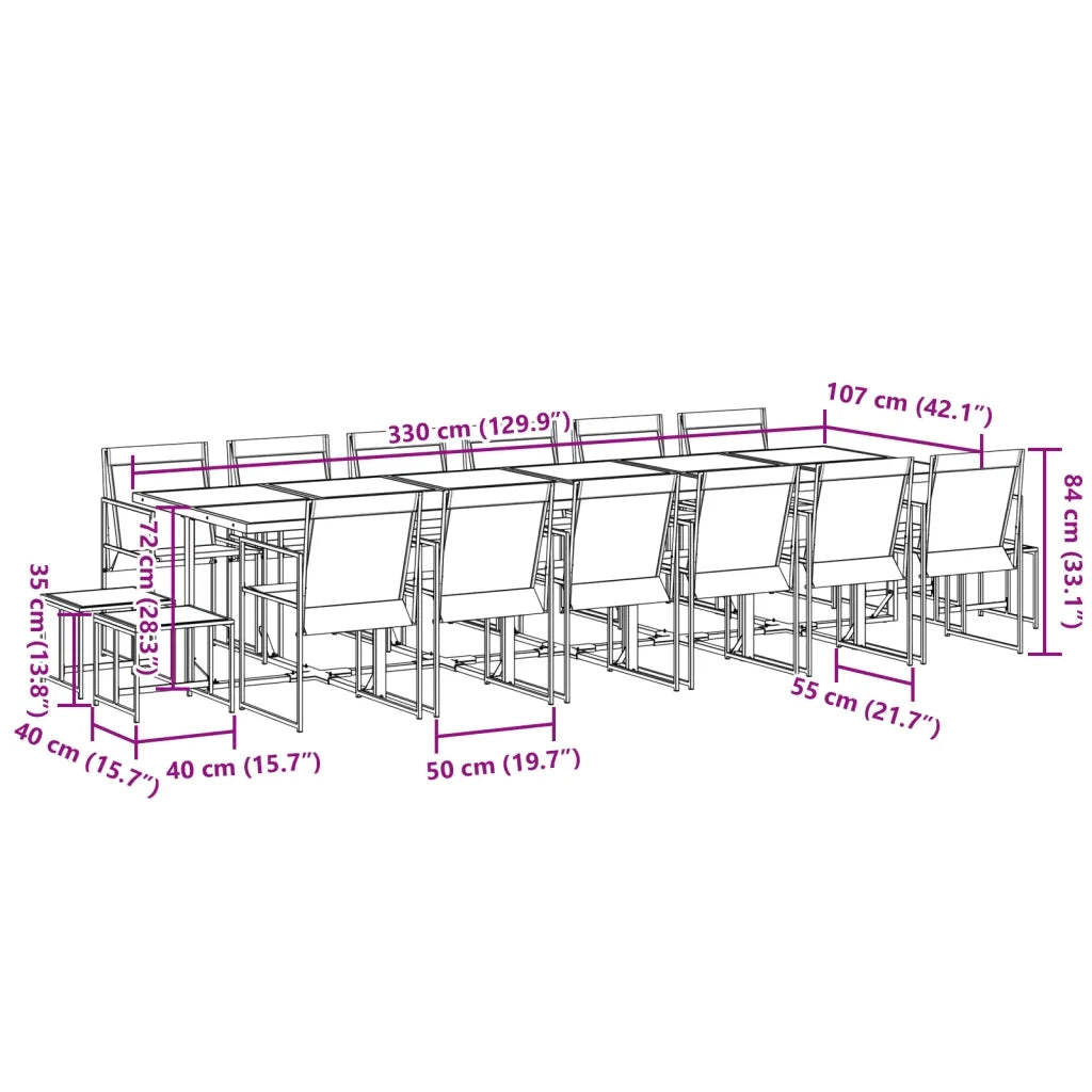 Set da Pranzo da Giardino 17 pz Nero in Textilene 3295132