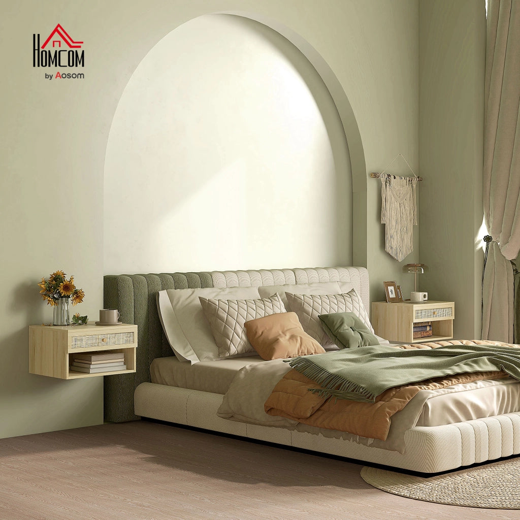 Comodino con Cassetto e Ripiani Aperti ¨C zephmum ¨C 40x34x23 cm
