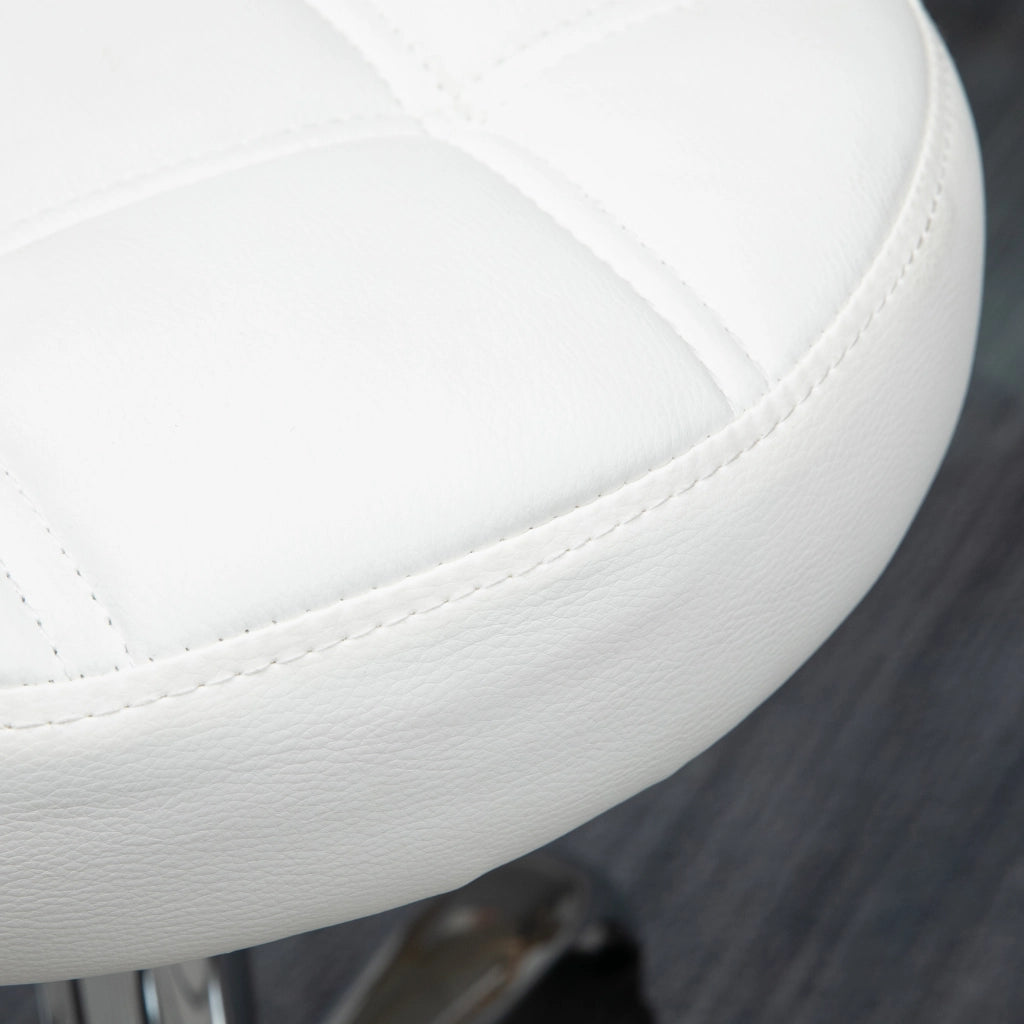 Sgabello girevole con ruote regolabile in altezza 48-63 cm ¨C Xylo ¨C bianco, rivestimento pelle PU ?35,5 cm