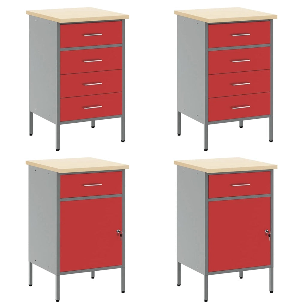 Set di mobili da lavoro con cassetto con blocco 10 pcs Rosso 3321487