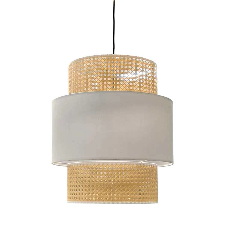 LAMPADARIO STILE INDUSTRIAL 40X44 CM CON PARALUME CREMA E BIANCO