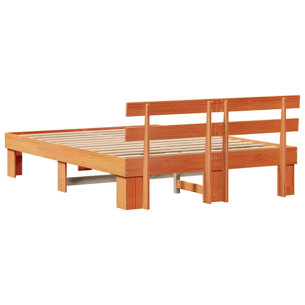 Letto matrimoniale | Letto per adulti | Struttura del letto Marrone cerato 150 x 200 cm Pino massello