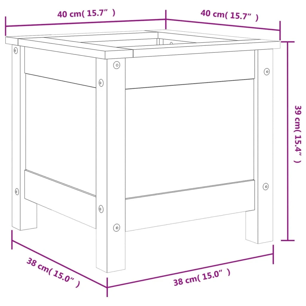 Fioriera rialzata per piante e fiori terrazza giardino 40 x 40 x 39 cm legno massello di pino bianco 02_0037532