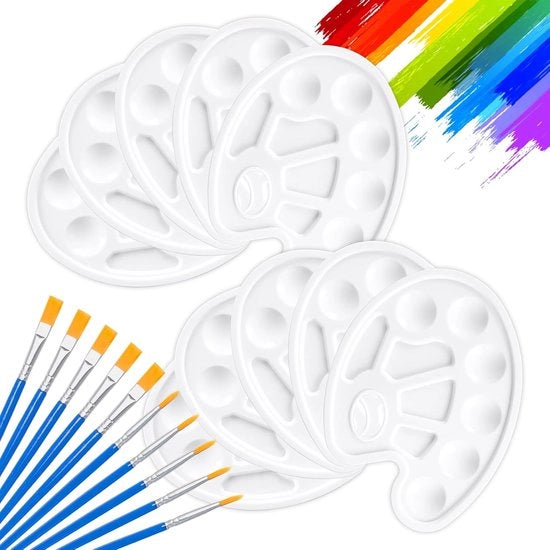Set di Paletti in Plastica e Pennelli - 10 Pezzi - Adatto per Bambini