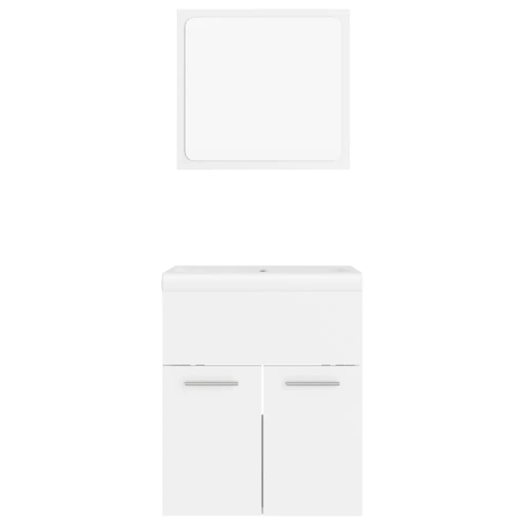 Set Mobili da Bagno Bianco in Legno Multistrato 3070856