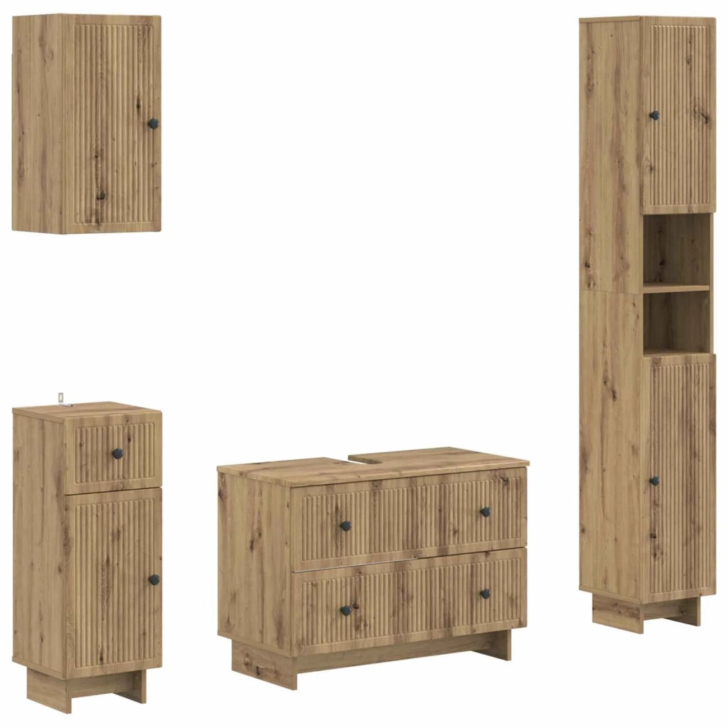 Set di Mobili da Bagno da 4 Pezzi EDE Rovere Artigianale 3417908