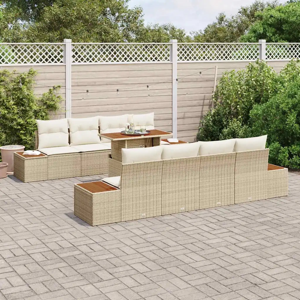 Set da Pranzo per Giardino con cuscino 9 pcs Beige e Crema 3350053