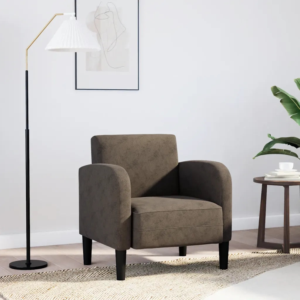 Divano Sedia con Braccioli-Poltrona-Sofa Relax Grigio Scuro 54 cm in Similpelle
