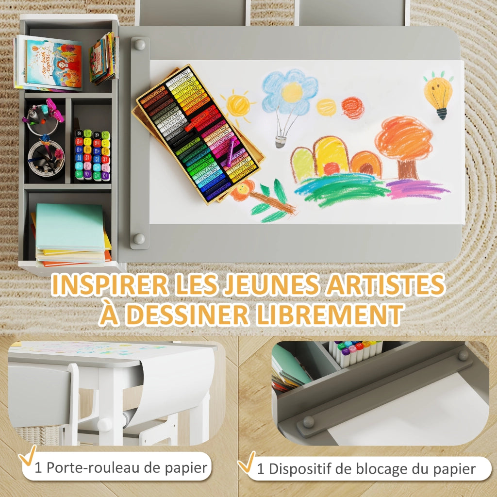 Tavolo con 2 sedie bambini in legno ¨C Minimal ¨C grigio