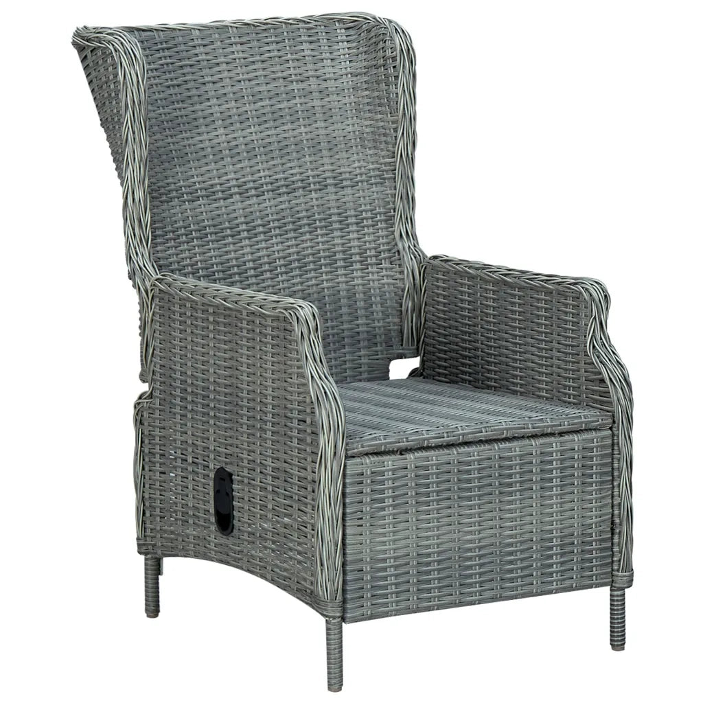 Set Pranzo da Giardino 7pz con Cuscini Polyrattan Grigio Chiaro 3060141