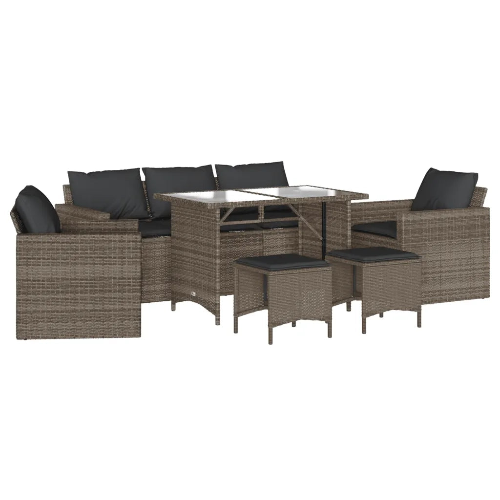 Set Divano da Giardino 6 pz con Cuscini Grigio in Polyrattan