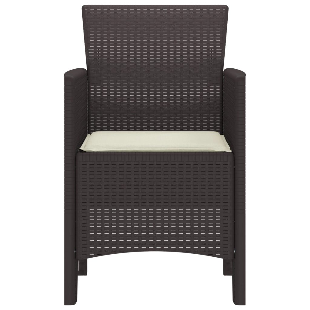 Set di 2 Sedie da giardino con cuscini in Rattan marrone