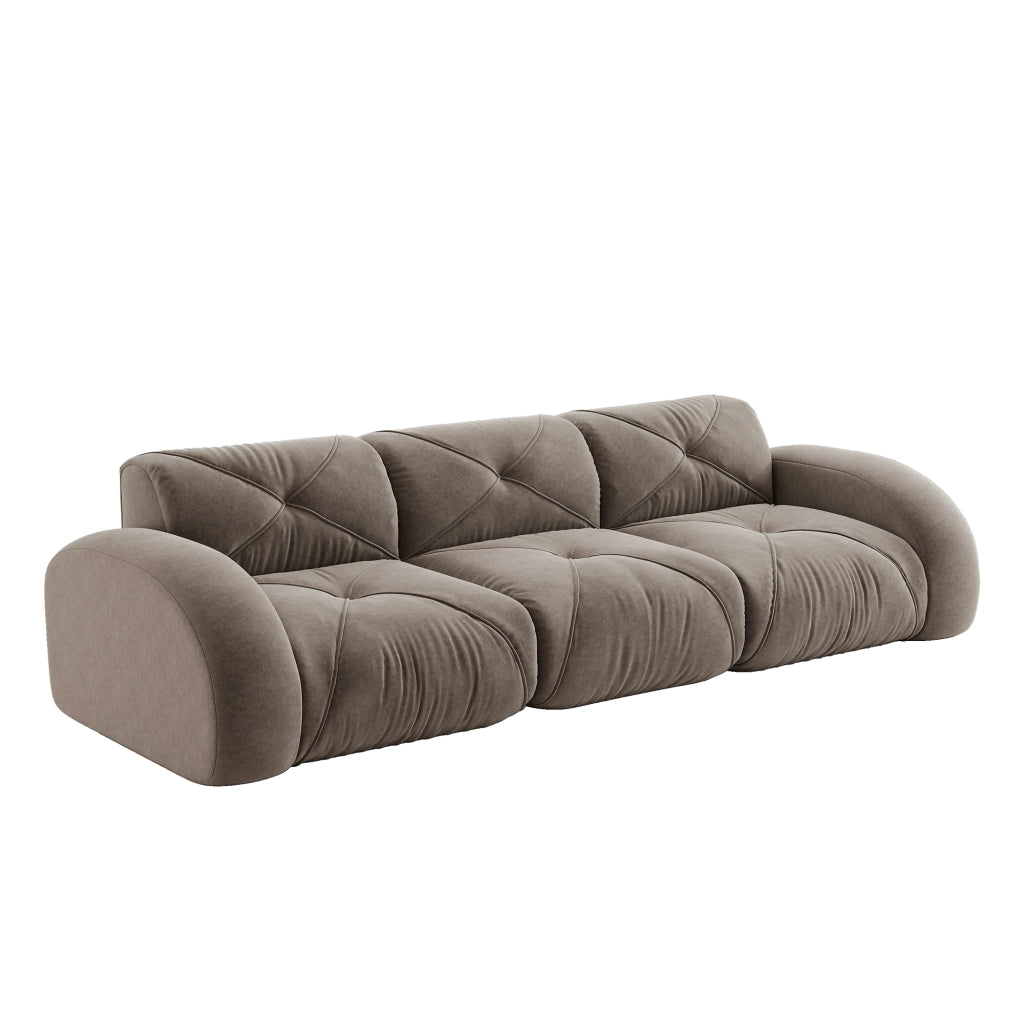 Divano 3 Posti Modulare ¨C Xylo ¨C Tessuto Chenille, Marrone, Senza Montaggio
