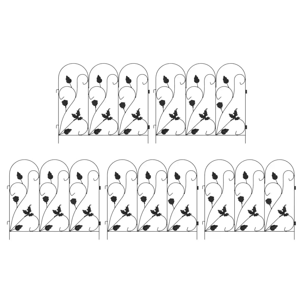 Recinzione per Giardino 5 pcs Nero Acciaio 42021366