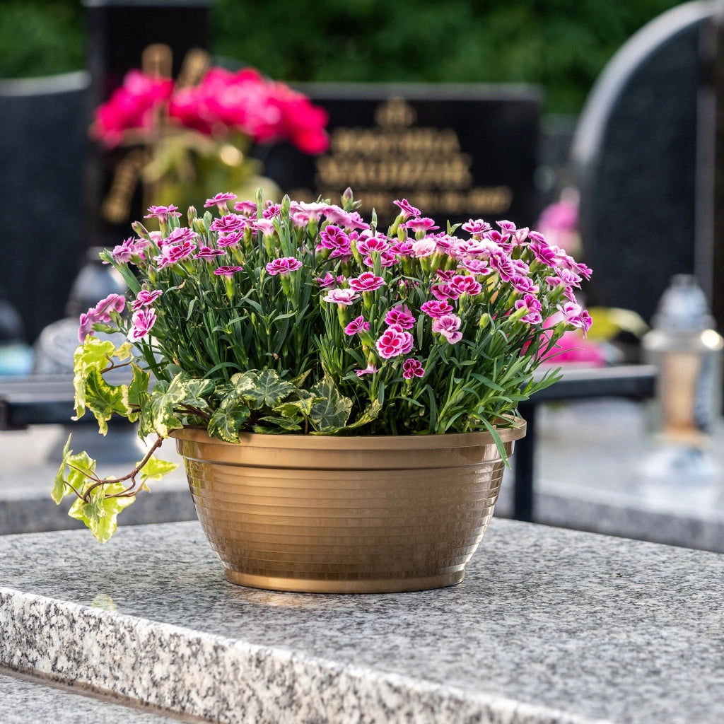Vaso da fiori in plastica KADAX per cimitero, ideale per crisantemi, 26 cm.