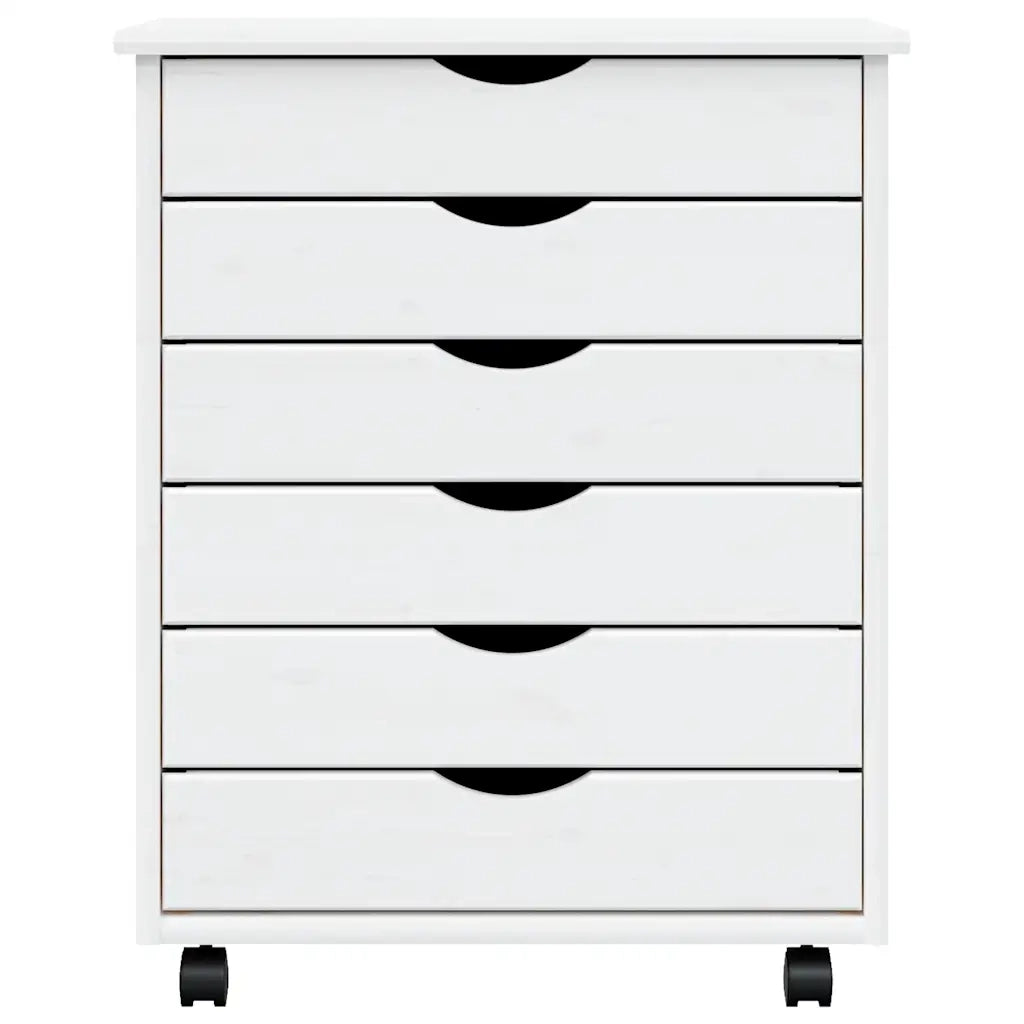 Carrello portaoggetti con cassetti 53 x 39 x 65,5 cm pratico spazio contenitivo stile rustico legno di pino bianco 02_0047160