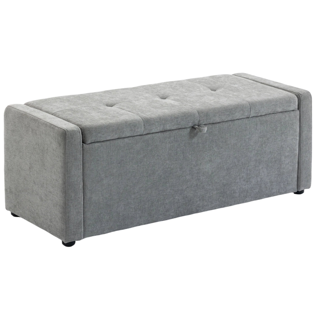 Cassapanca Pouf Contenitore ¨C Minimal ¨C Tessuto Grigio Chiaro 142L