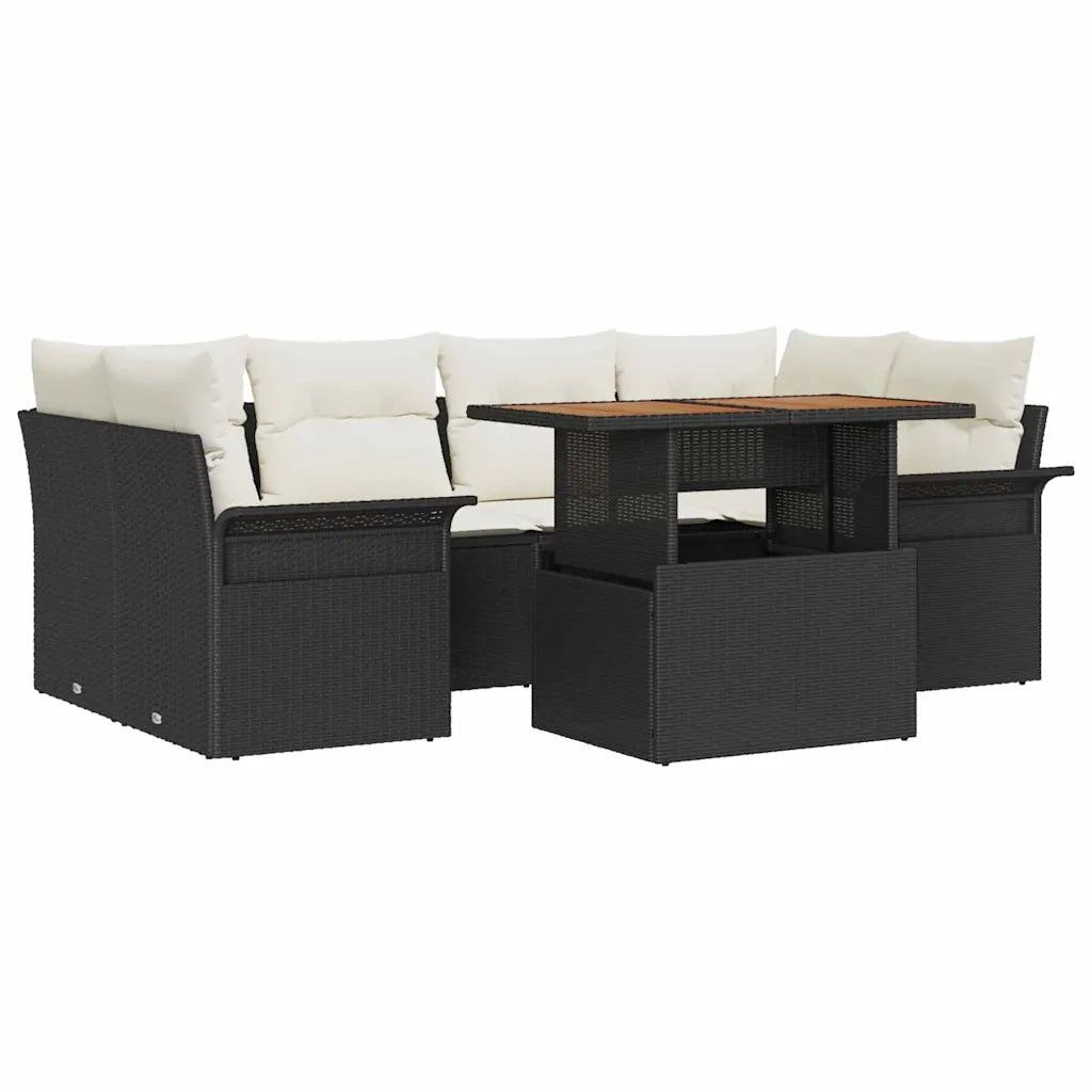 Set Divano da Giardino con archiviazione 7 pcs Nero Poly Rattan 3358021