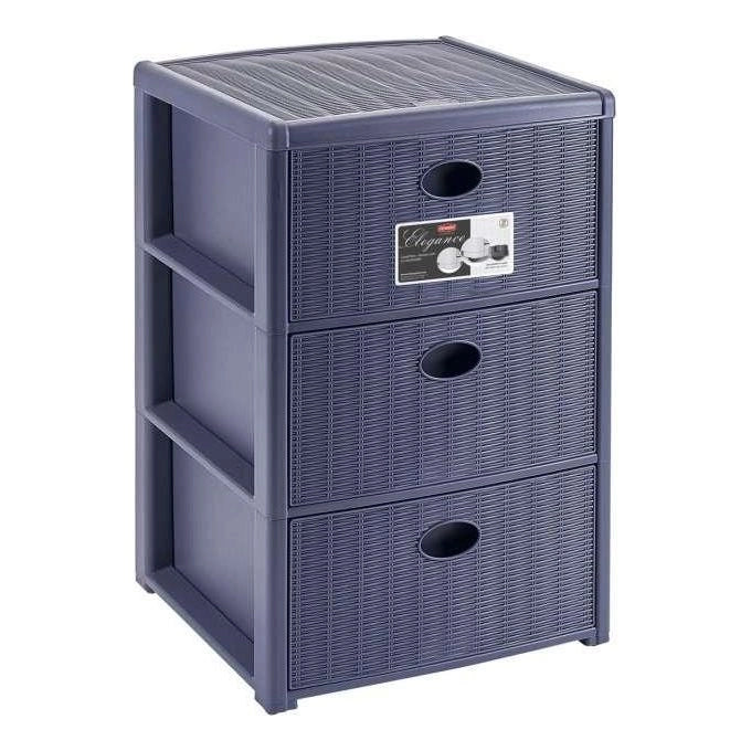 Stefanplast 304659 Elegance Cassettiera 3 cassetti in polipropilene con ruote colore Blu Navy