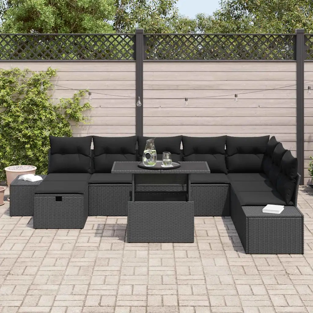 Set Divano da Giardino 11 pcs Nero Poly Rattan 3359900