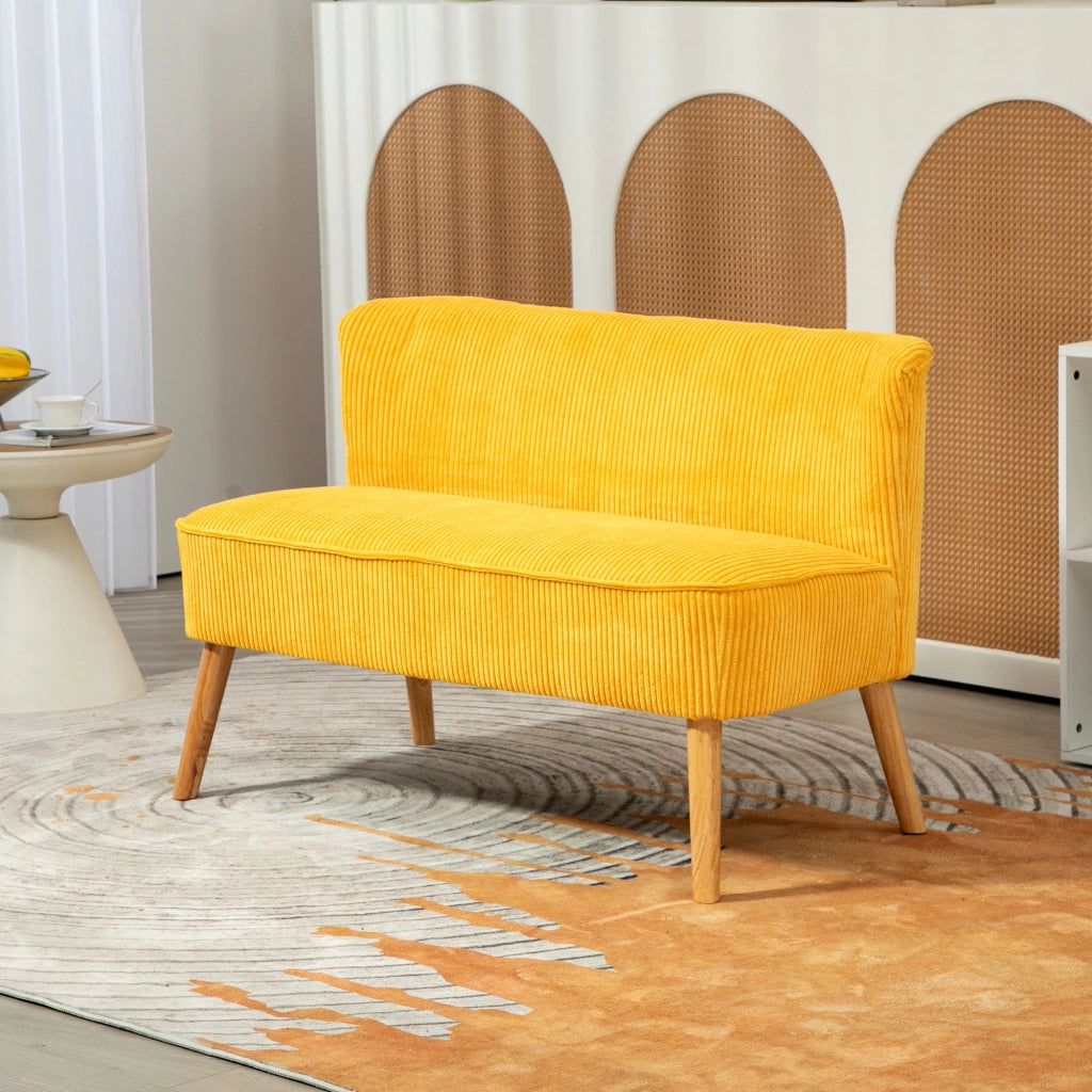 Divano 2 Posti ¨C Minimal ¨C Tessuto Giallo 117x56.5x77
