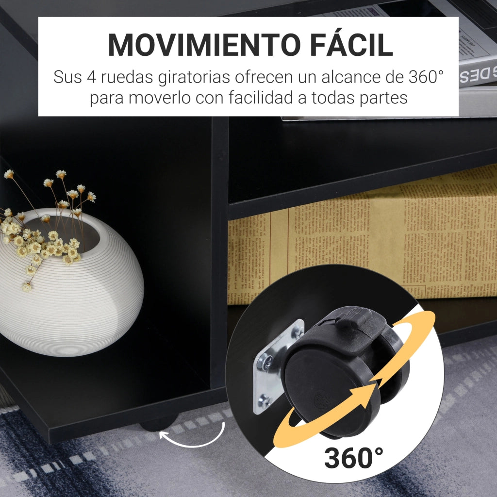 Mobile TV con Ruote e Ripiani ¨C Xylo ¨C Nero 80x40x40 cm
