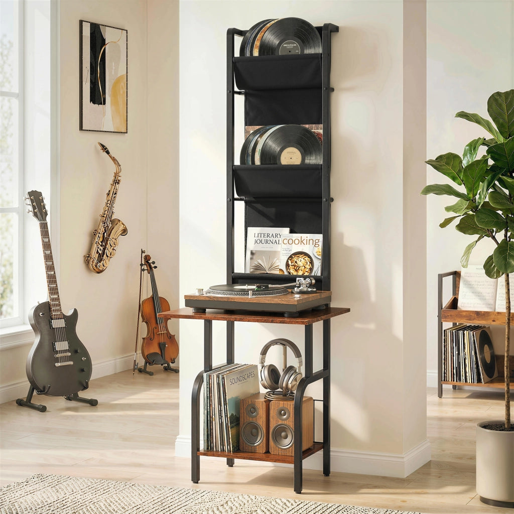 Libreria industriale con 3 tasche in tessuto ¨C Xylo ¨C Legno rustico marrone
